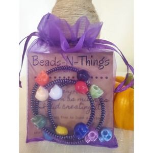 Skull Bracelet, multi colored bracelet, Memory